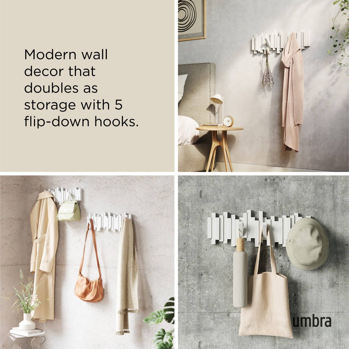 Umbra - Wall Hooks Sticks 5 Hook Coat Rack by Umbra