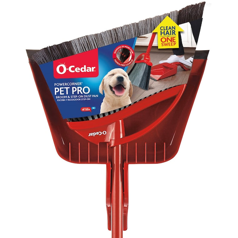 Pet Pro 13.5-In Poly Fiber Multi-Surface Angle with Dustpan Upright Broom