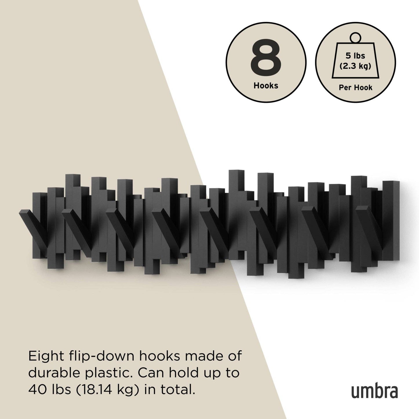 Umbra - Wall Hooks Sticks 8 Hook Coat Rack by Umbra