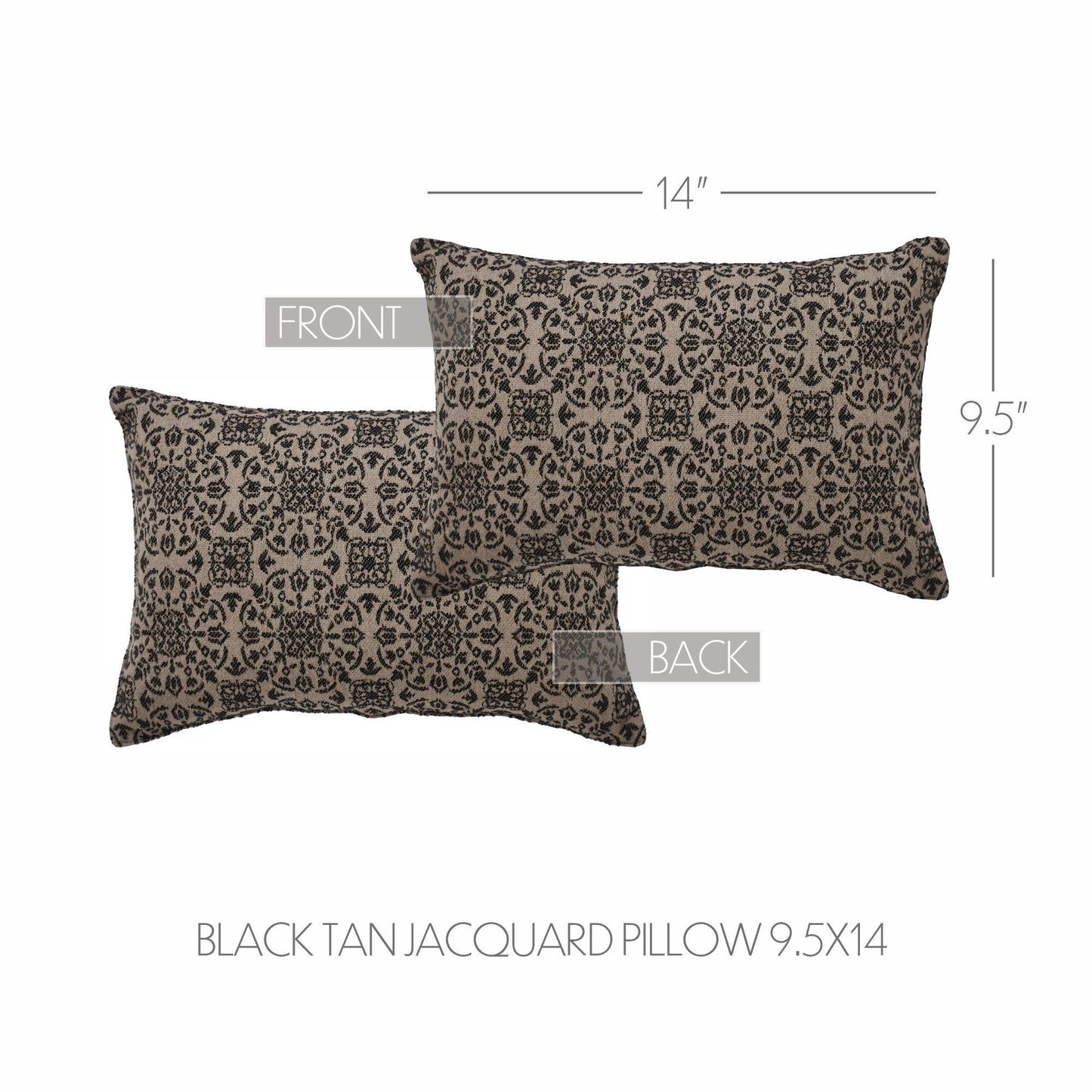 VHC Brands - Custom House Black Tan Jacquard Pillow 9.5x14