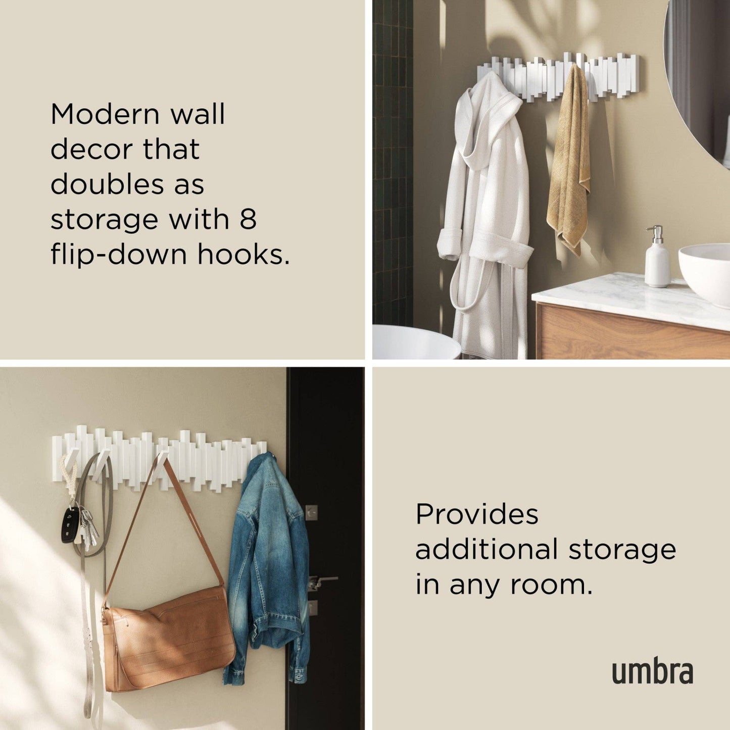 Umbra - Wall Hooks Sticks 8 Hook Coat Rack by Umbra