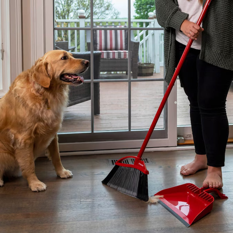 Pet Pro 13.5-In Poly Fiber Multi-Surface Angle with Dustpan Upright Broom