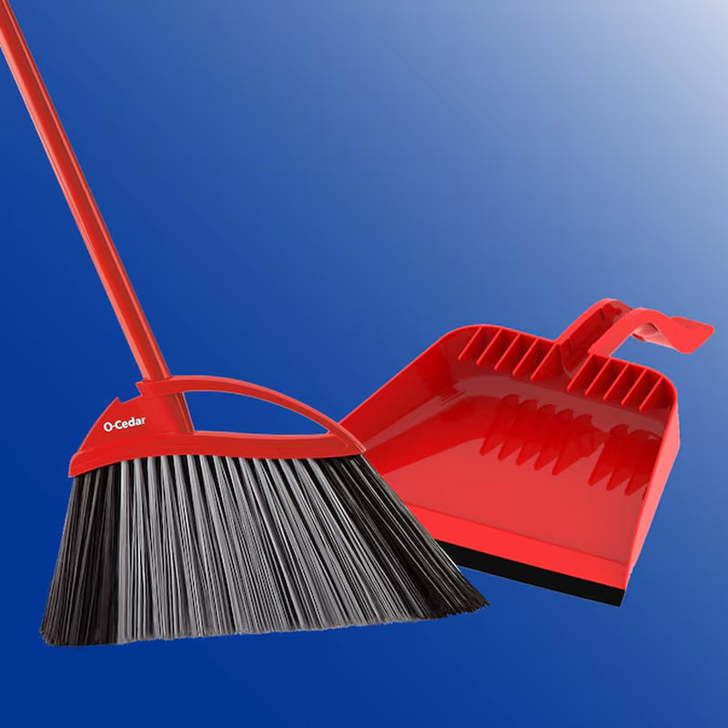 Pet Pro 13.5-In Poly Fiber Multi-Surface Angle with Dustpan Upright Broom