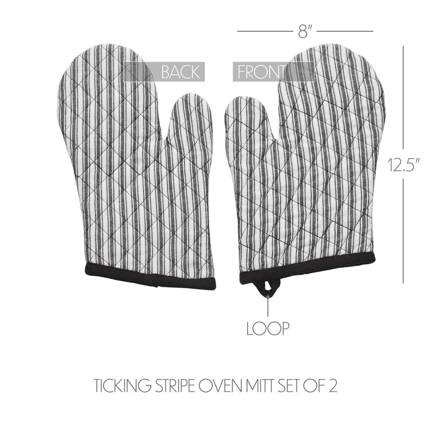 VHC Brands - Sawyer Mill Black Ticking Stripe Oven Mitt Set of 2