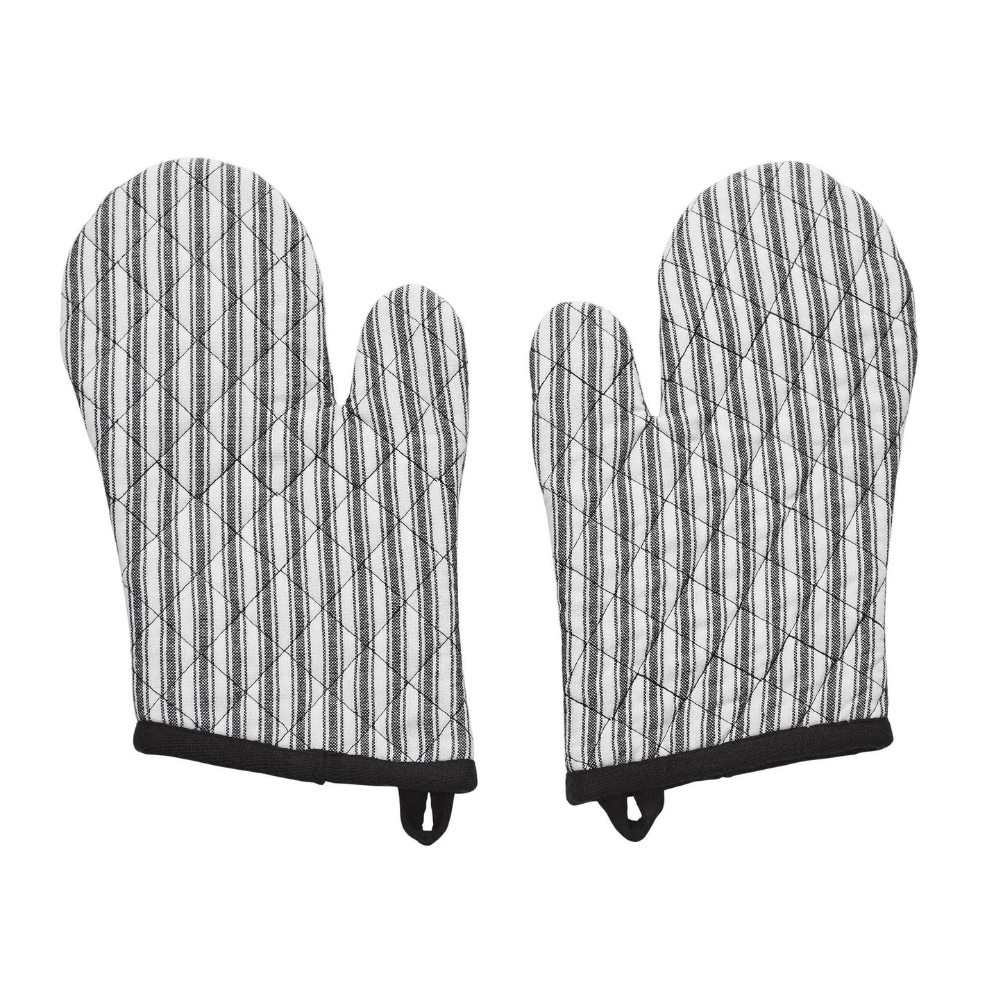 VHC Brands - Sawyer Mill Black Ticking Stripe Oven Mitt Set of 2