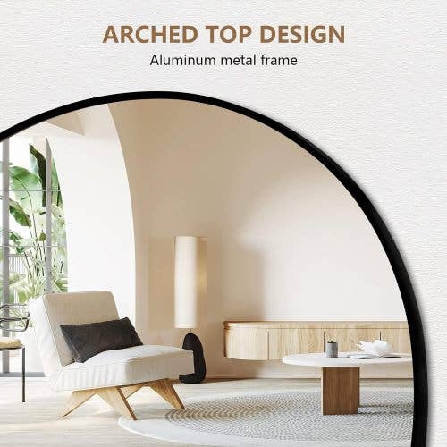 Black 63x20 Inch Metal Arch Stand Full Length Mirror