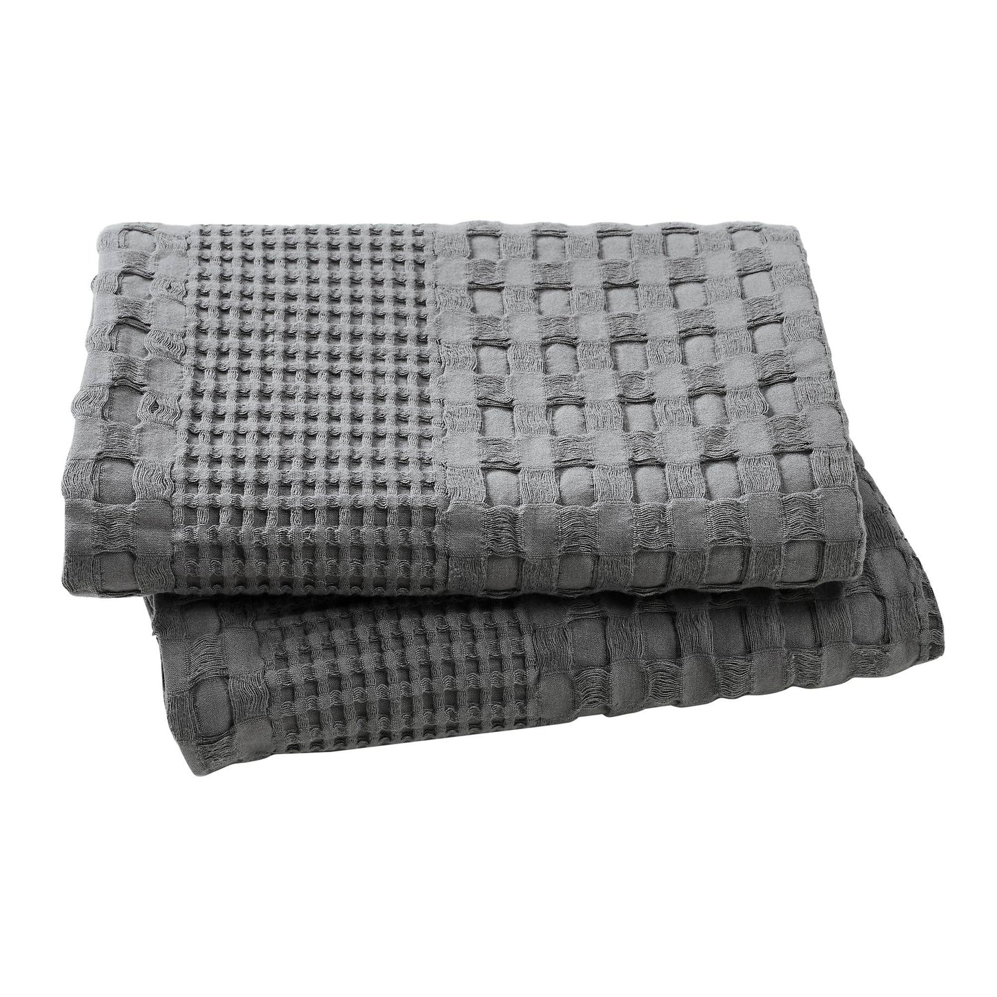 VHC Brands - Dark Gray Waffle Weave Cotton Queen Sham Set of 2 20x30