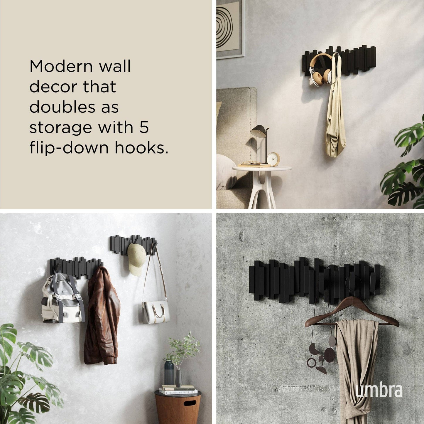 Umbra - Wall Hooks Sticks 5 Hook Coat Rack by Umbra