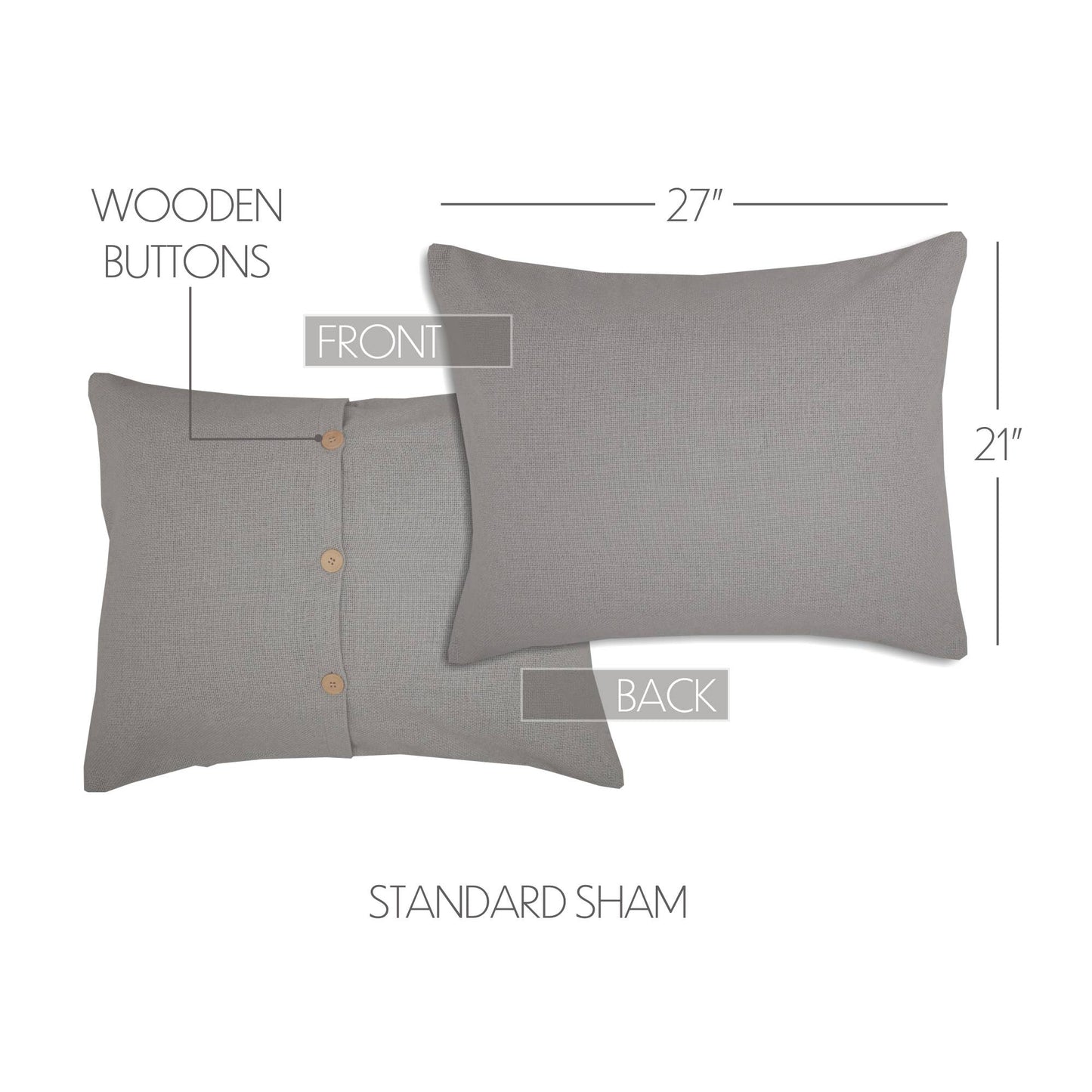 VHC Brands - Burlap Dove Grey Standard Sham 21x27