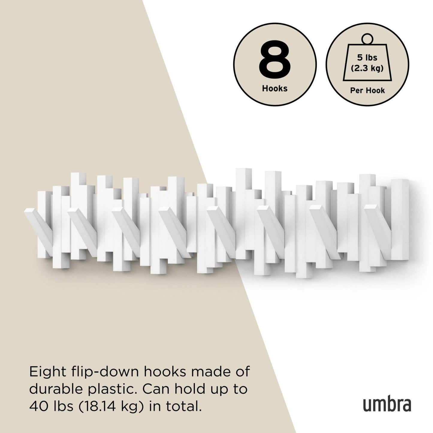 Umbra - Wall Hooks Sticks 8 Hook Coat Rack by Umbra