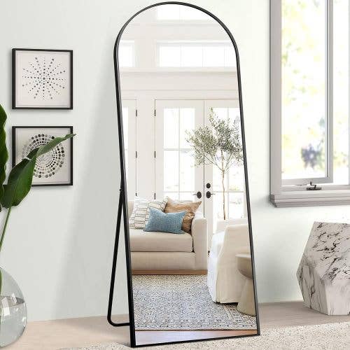 Black 63x20 Inch Metal Arch Stand Full Length Mirror