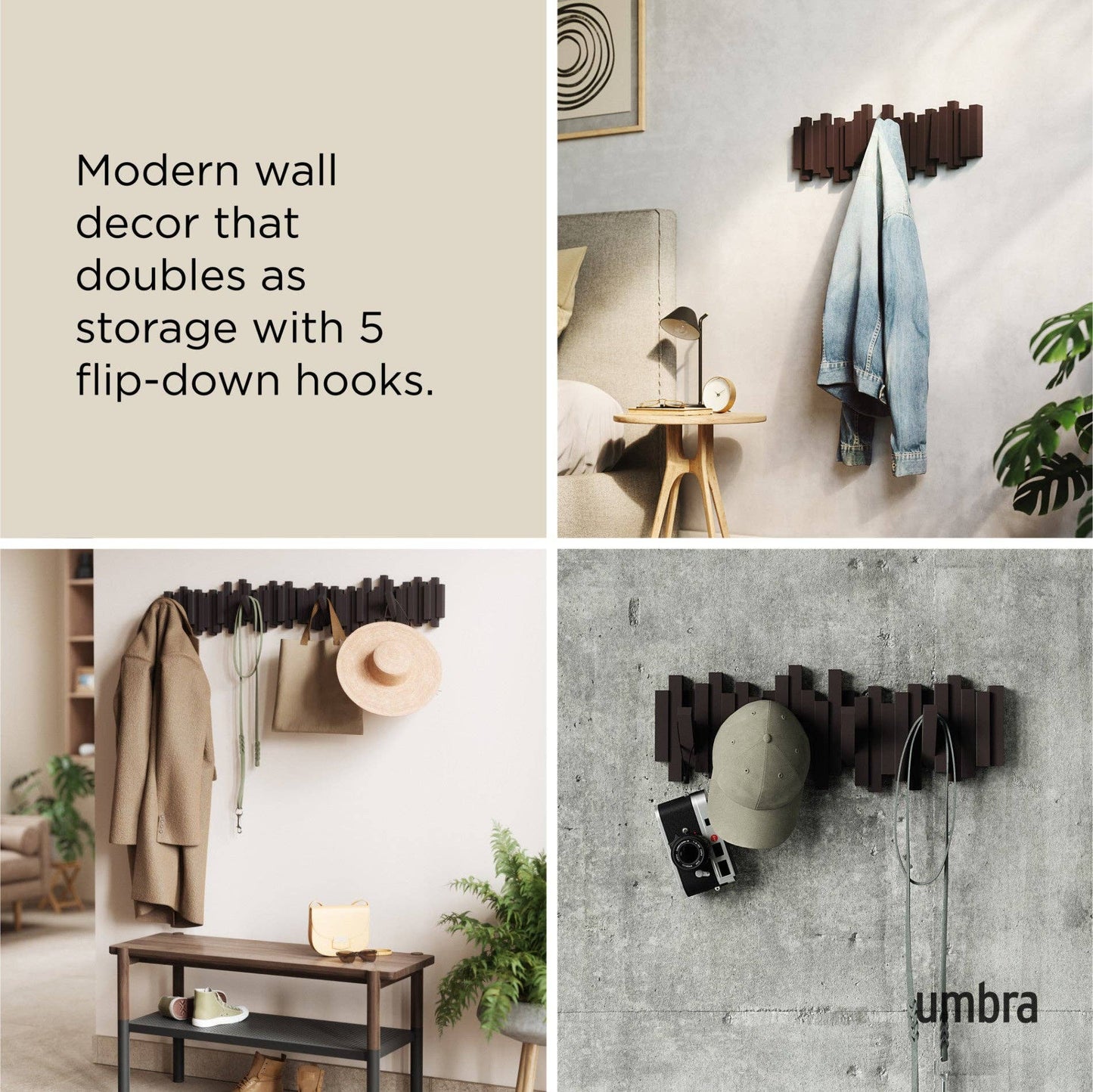Umbra - Wall Hooks Sticks 5 Hook Coat Rack by Umbra