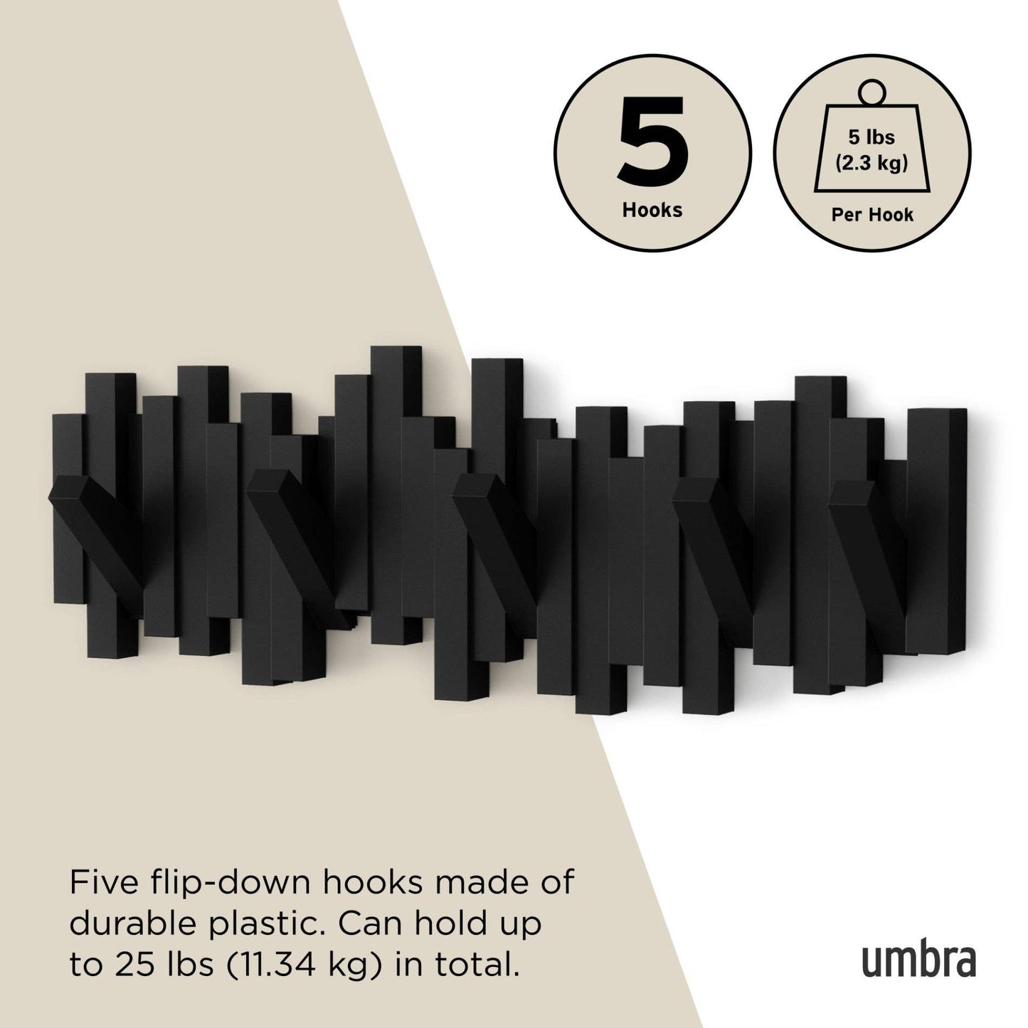 Umbra - Wall Hooks Sticks 5 Hook Coat Rack by Umbra